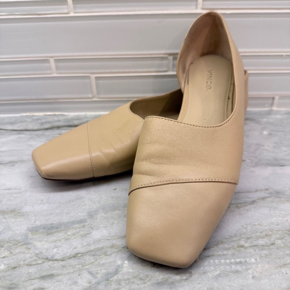 Vince Cyder Cappuccino Leather Flats Size 7.5 EUR 37.5